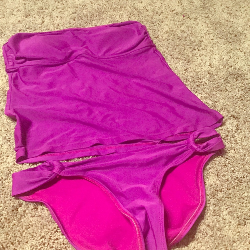 Purple tankini swimsuit